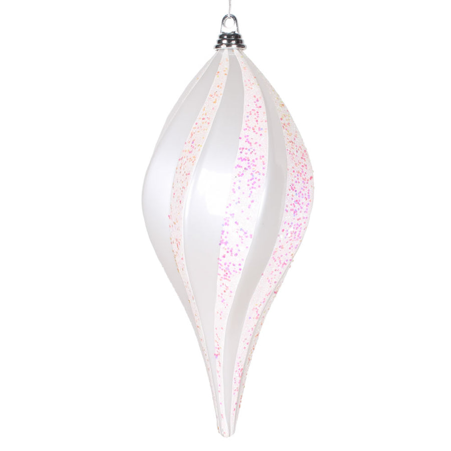8" White Candy Glitter Swirl Drop