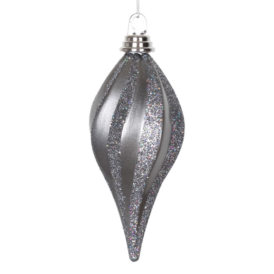 8" Pewter Candy Glitter Swirl Drop