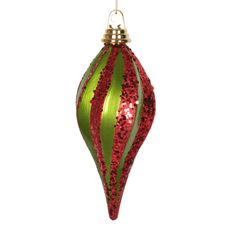8" Lime-Red Candy Glitter Swirl Drop