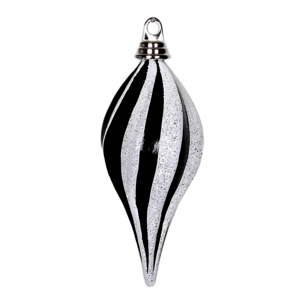 8" Black-White Candy Glitter Swirl Drop