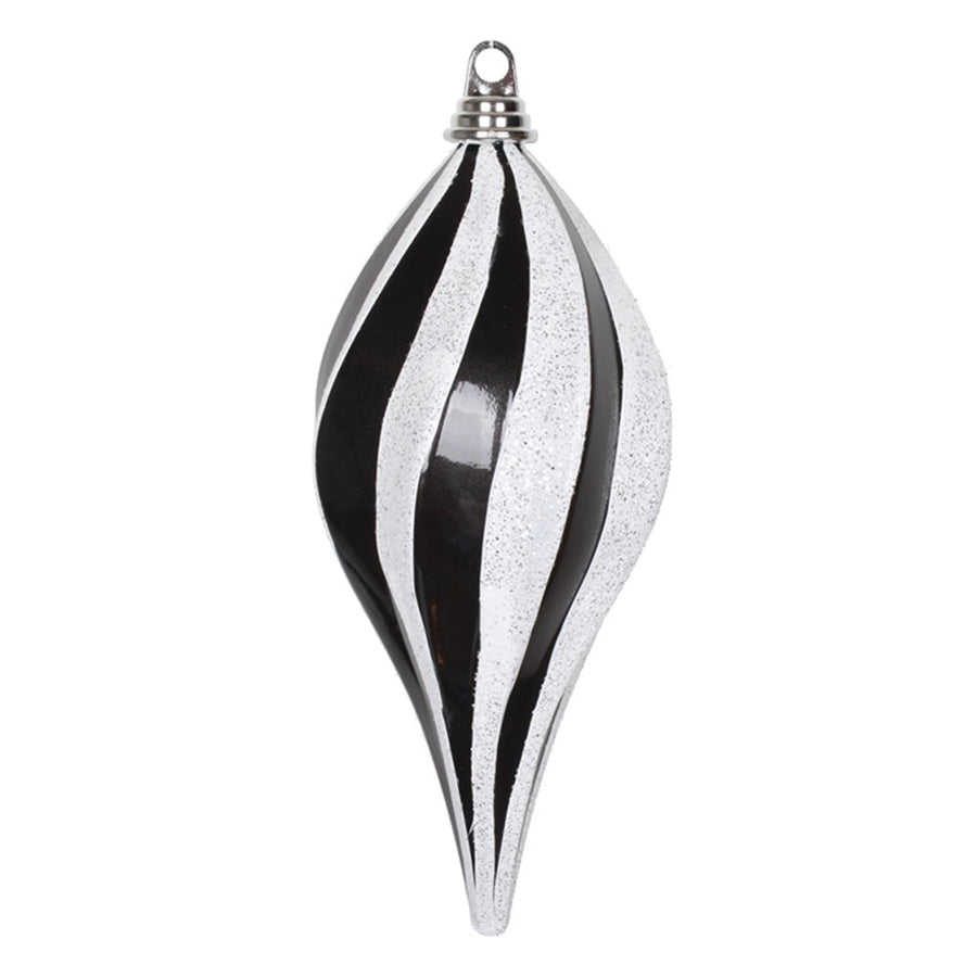 12" Black-White Candy Glit Swirl Drop
