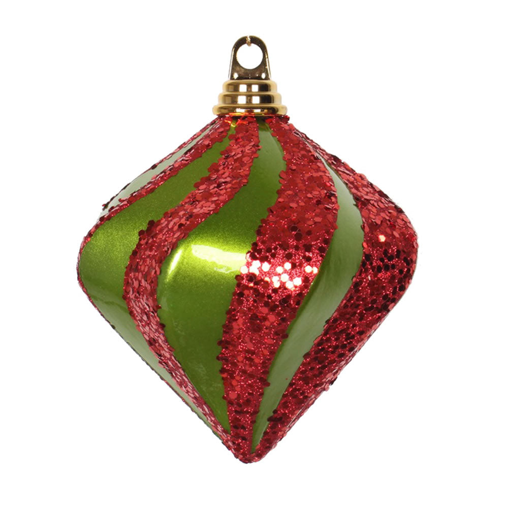 6" Lime-Red Candy Glitter Swirl Diamond