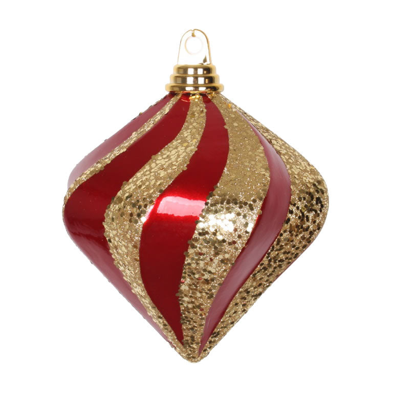 6" Red-Gold Candy Glitter Swirl Diamond
