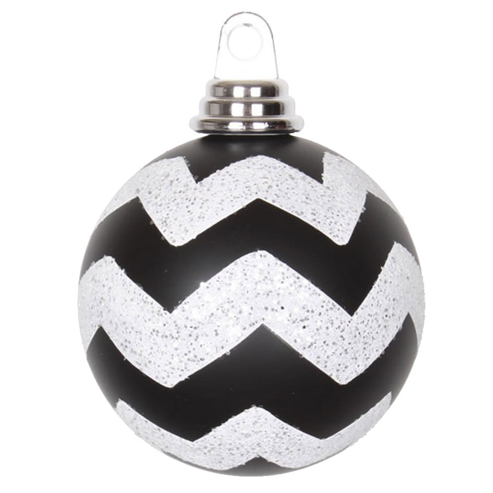 4" Black-Wht Matt-Glit Chevron Ball