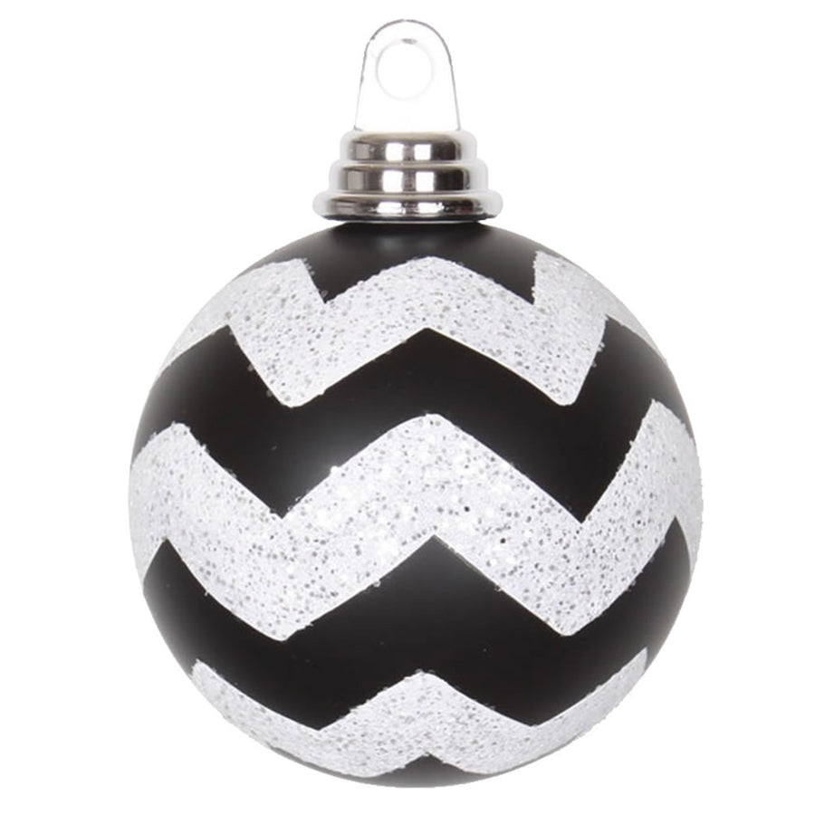 4" Black-Wht Matt-Glit Chevron Ball