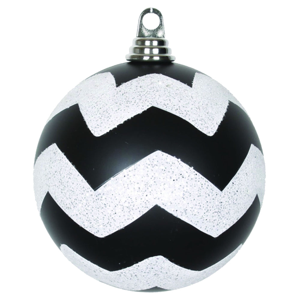 6" Black-Wht Matte-Glit Chevron Ball