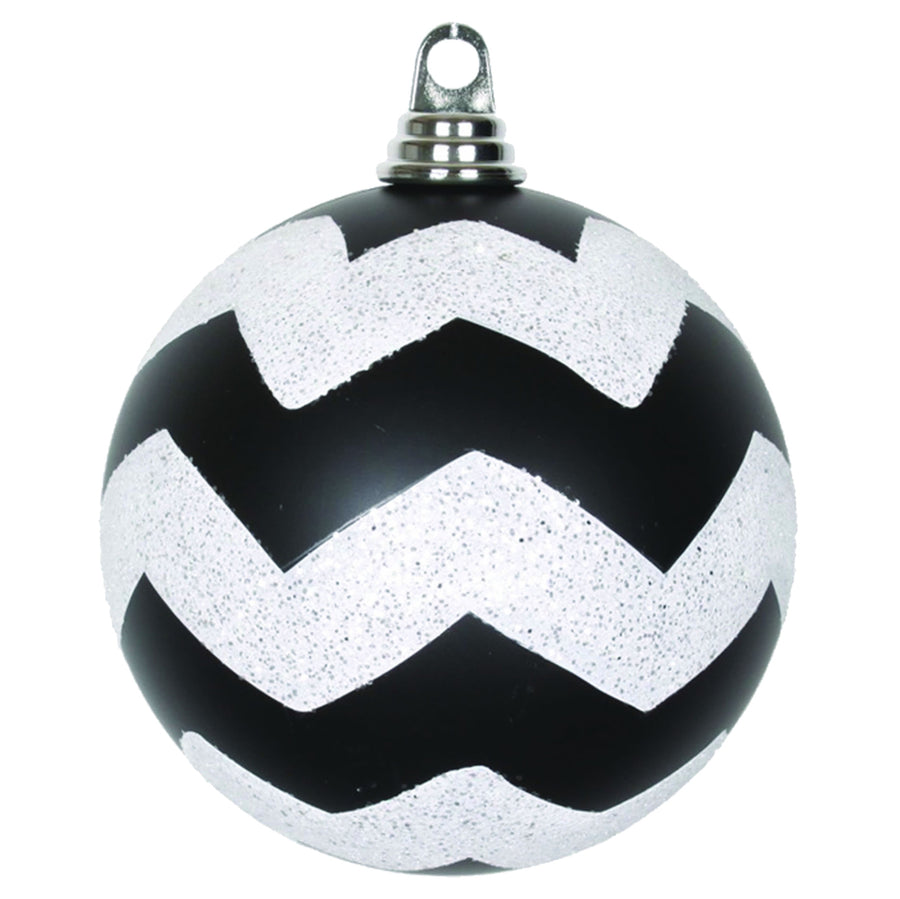 6" Black-Wht Matte-Glit Chevron Ball