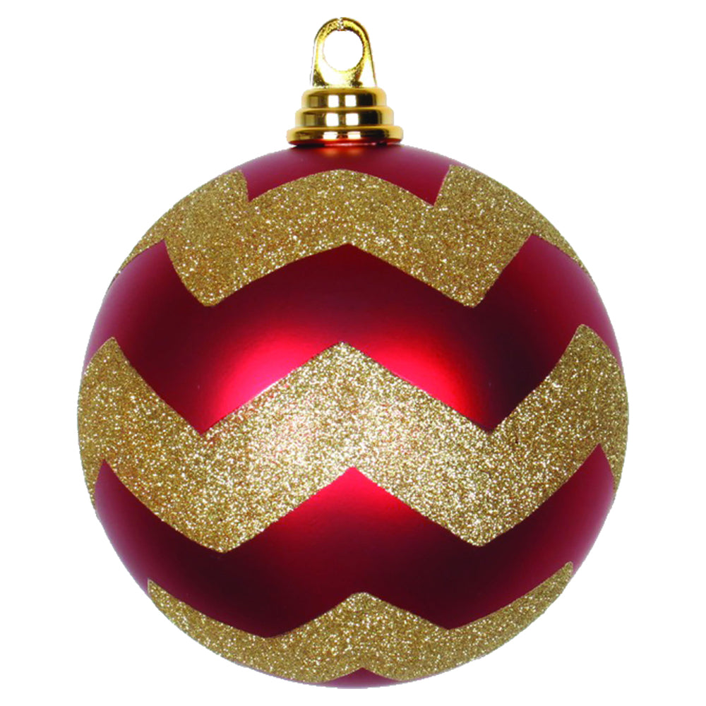 6" Red-Gold Matte-Glit Chevron Ball