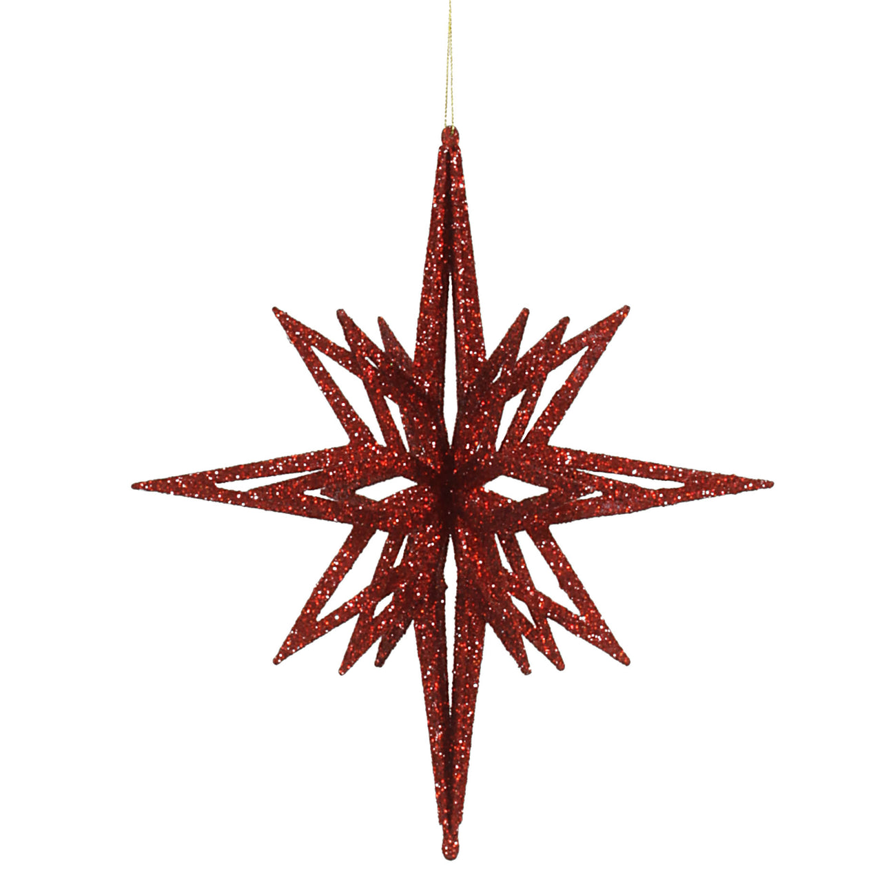 12" Red 3D Glitter Star