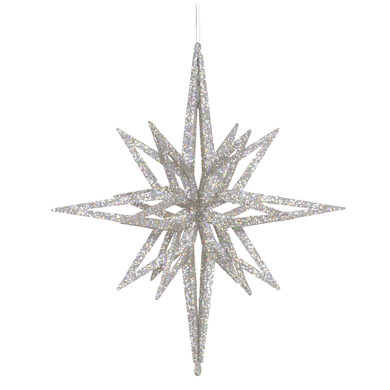 12" Silver 3D Glitter Star