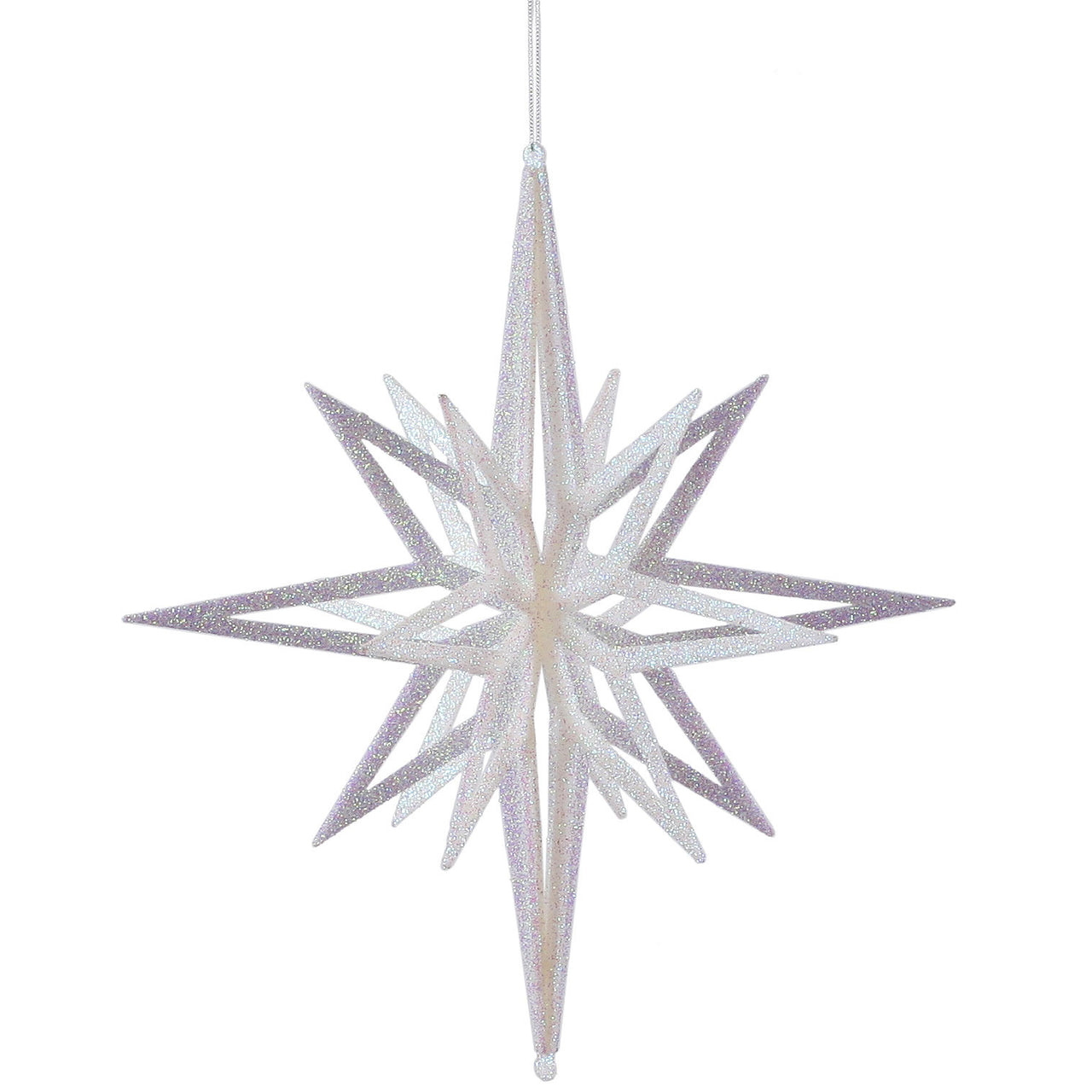 16" White 3D Glitter Star
