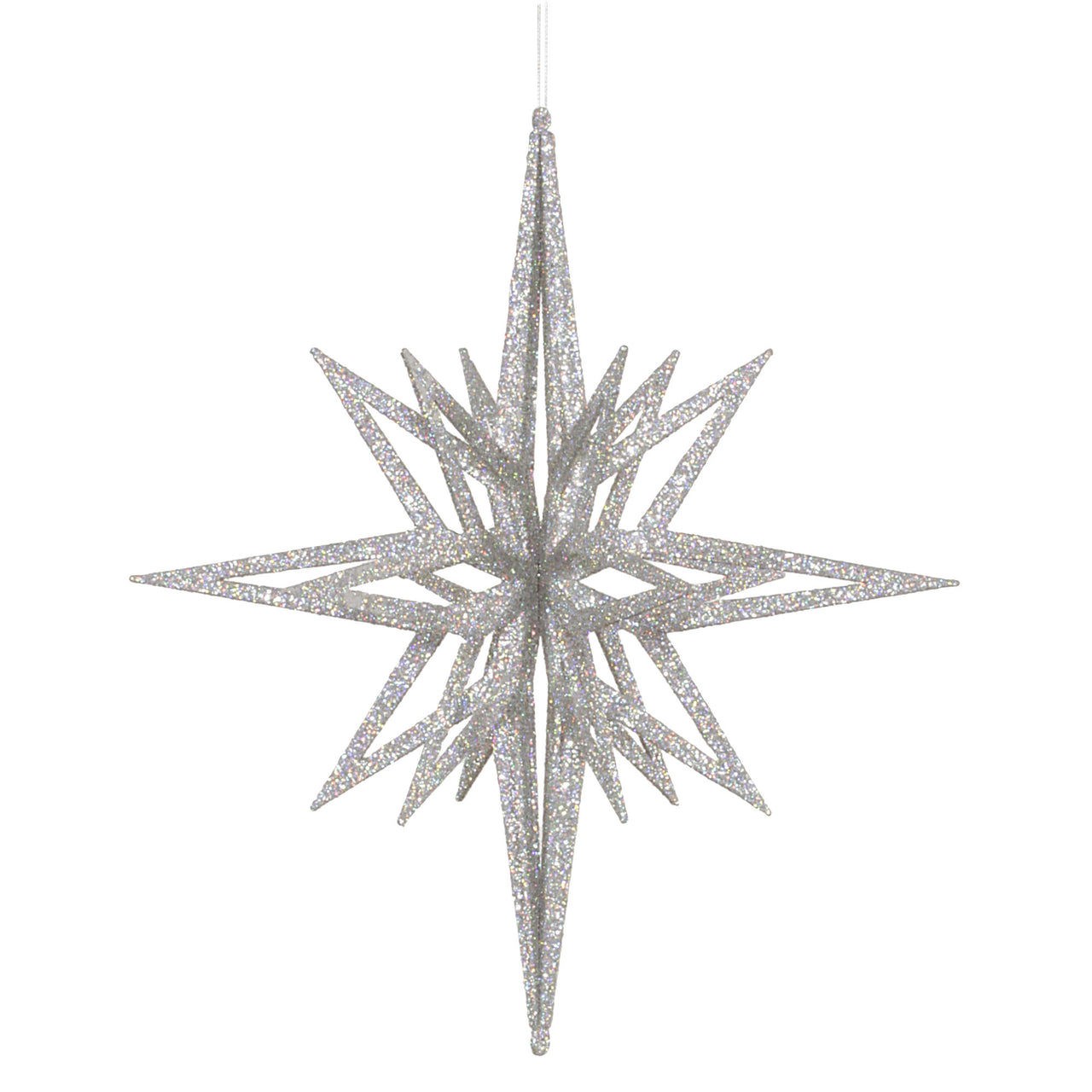 16" Silver 3D Glitter Star