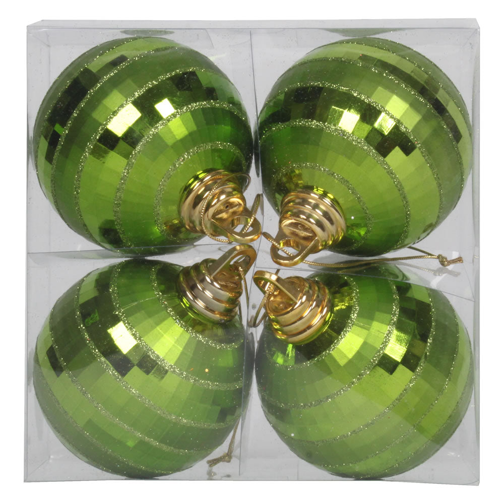 4" Lime Grn Shiny-Matte Mirror Ball