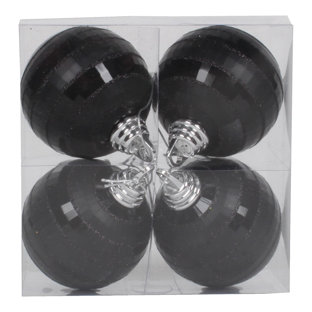 4" Black Shiny-Matte Mirror Ball
