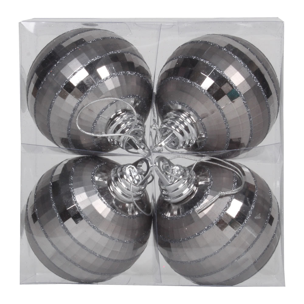 4" Pewter Shiny-Matte Mirror Ball