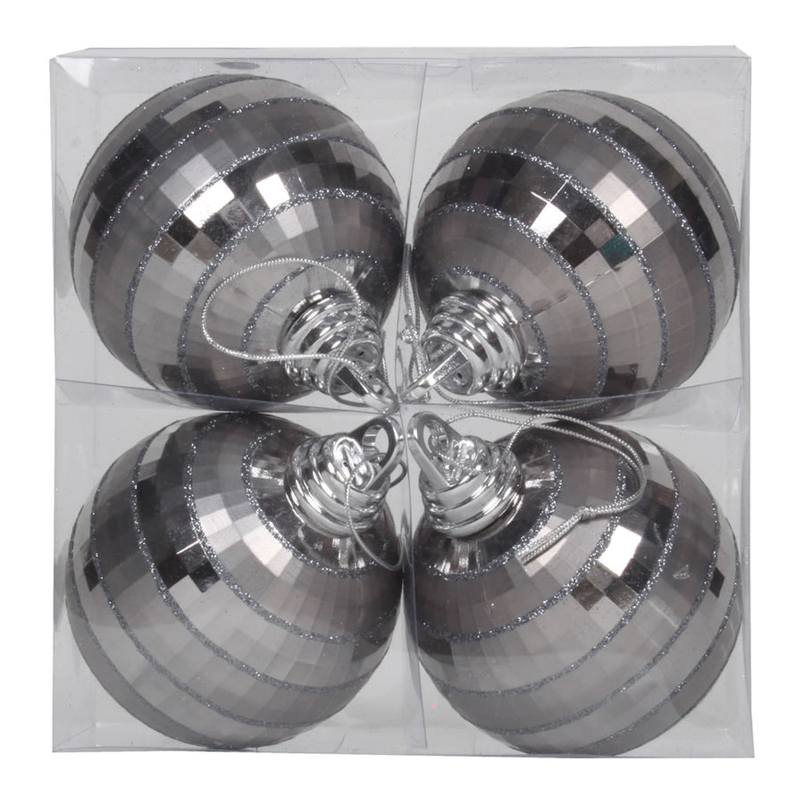 4" Pewter Shiny-Matte Mirror Ball