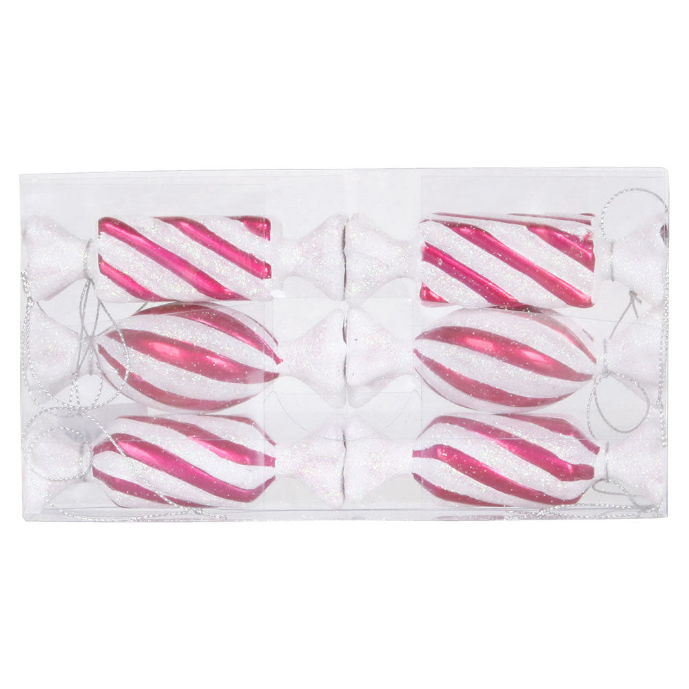 4" Cerise-White Candy Glitter