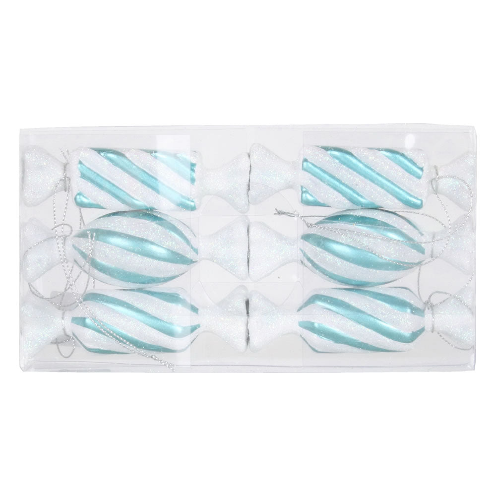 4" Turquoise-White Candy Glitter