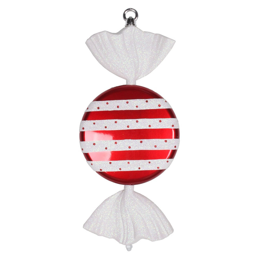 13" Red-White Stripe Candy Glitter