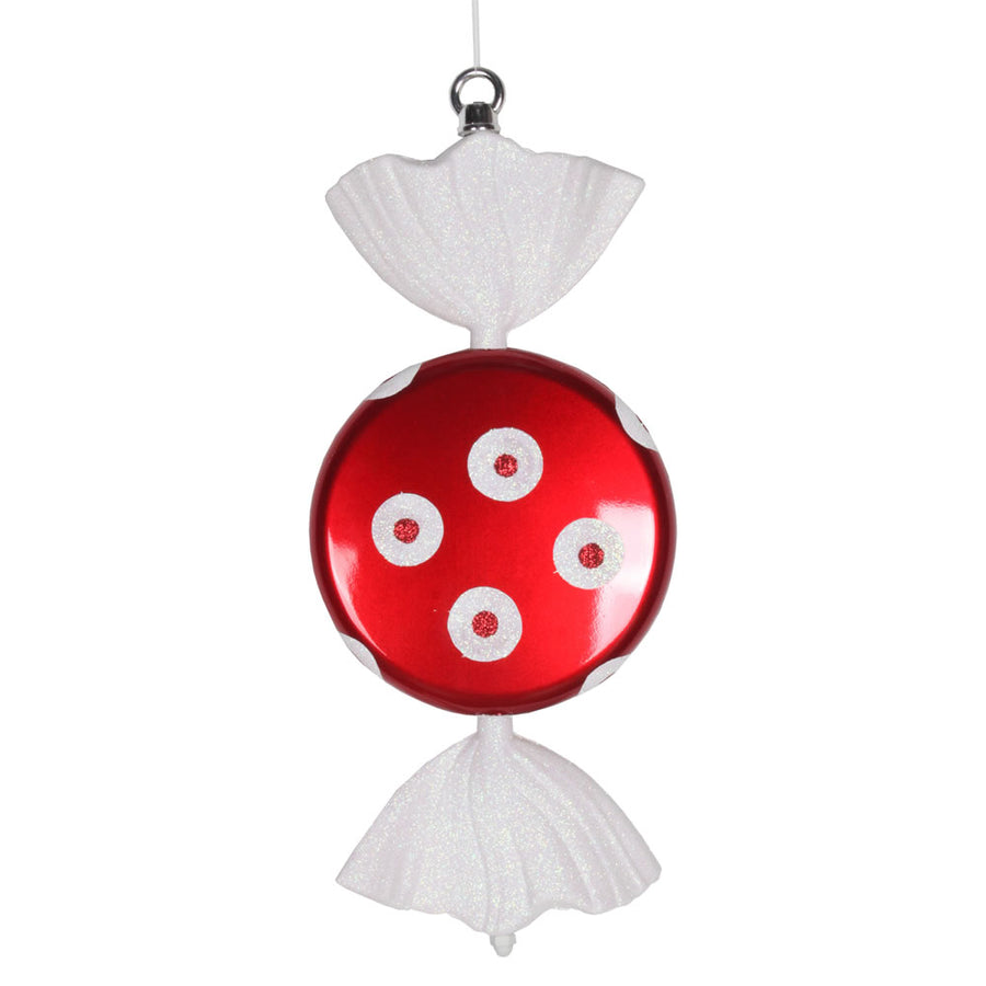 13" Red-White Polka Dot Candy Glitter