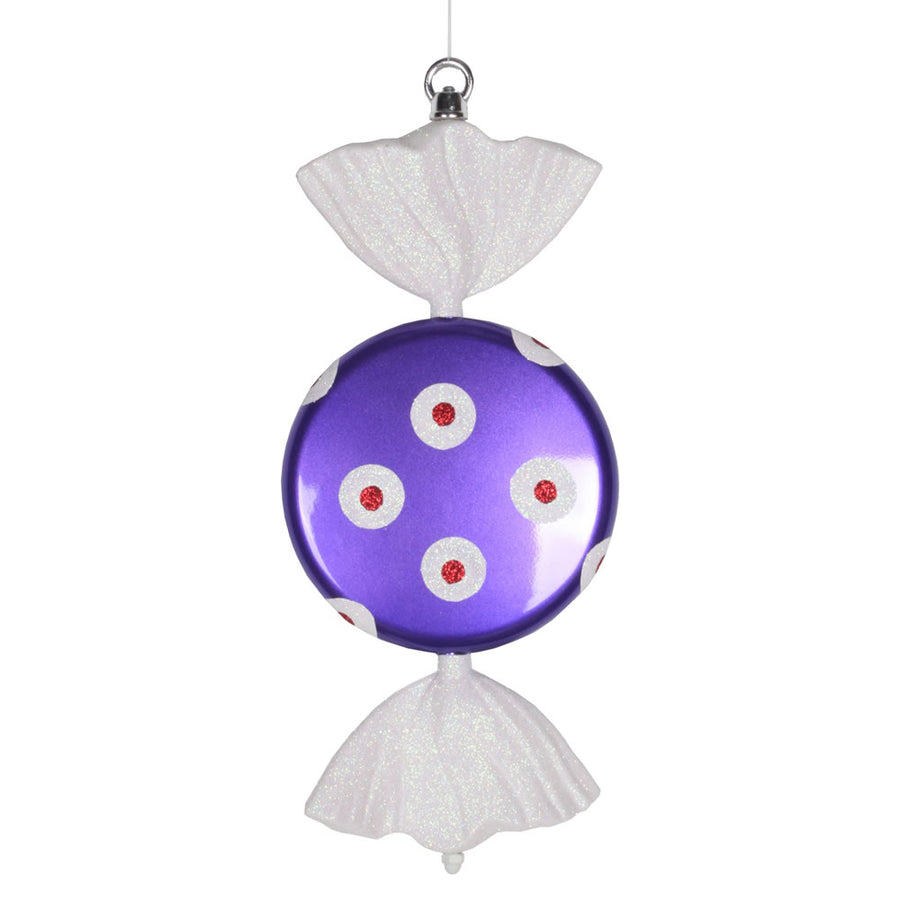 13" Purp-White Polka Dot Candy Glitter