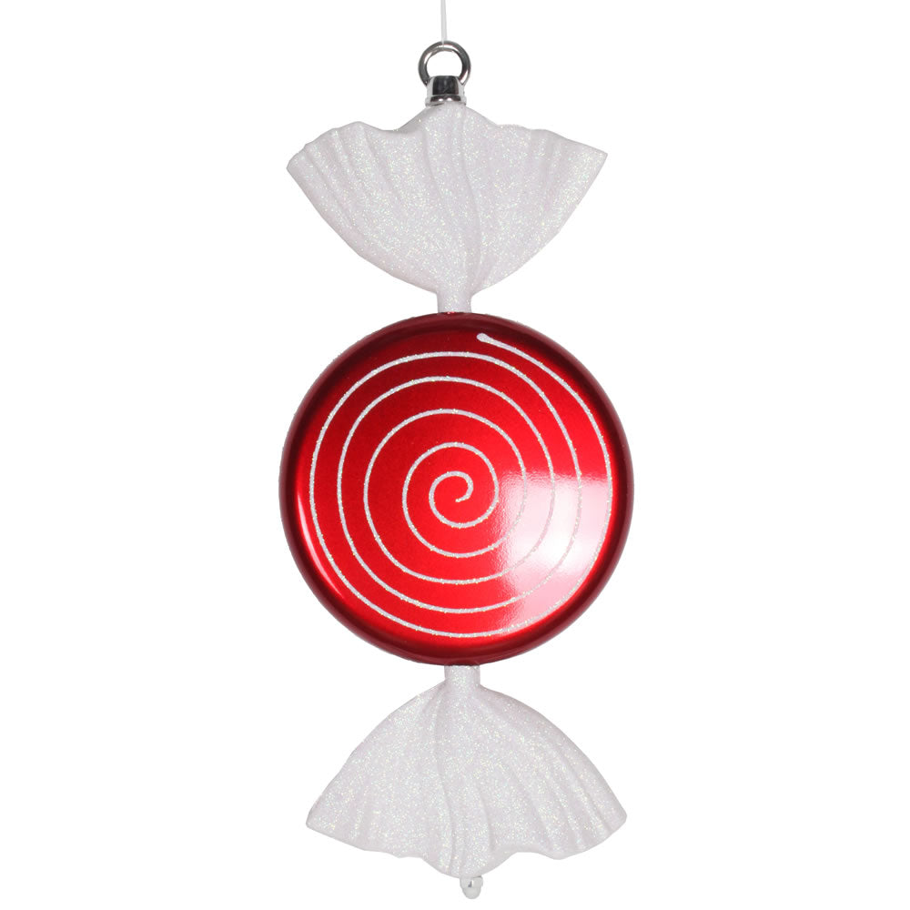 13" Red-White Candy Swirl Glitter