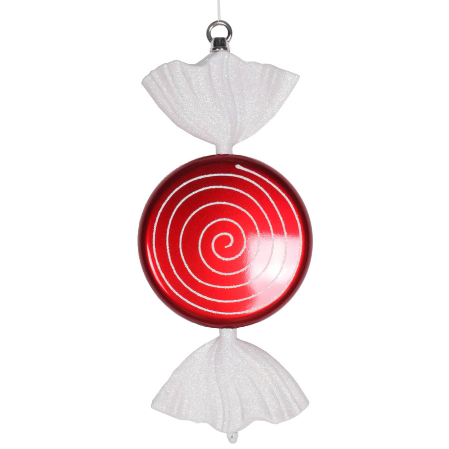 13" Red-White Candy Swirl Glitter