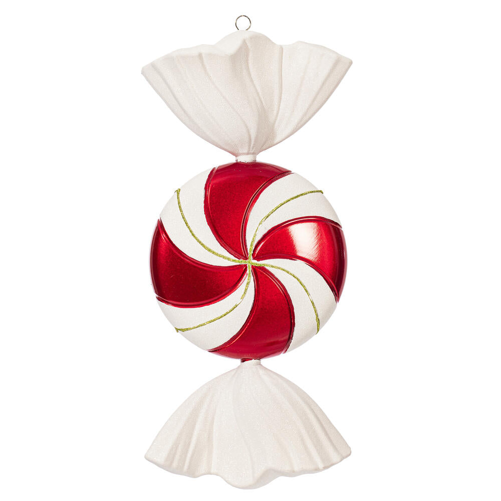 18.5" Red-White Swirl Candy Glitter
