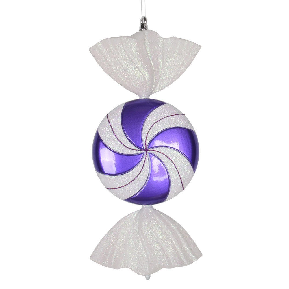 18.5" Purple-White Swirl Candy Glitter