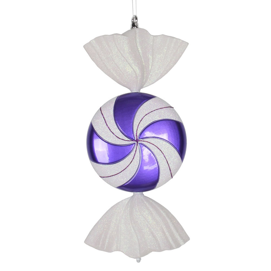 18.5" Purple-White Swirl Candy Glitter