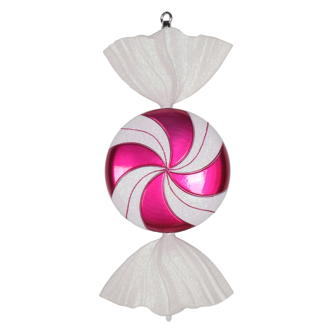 18.5" Cerise-White Swirl Candy Glitter