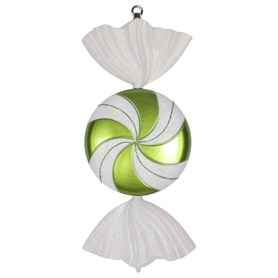 18.5" Lime-White Swirl Candy Glitter
