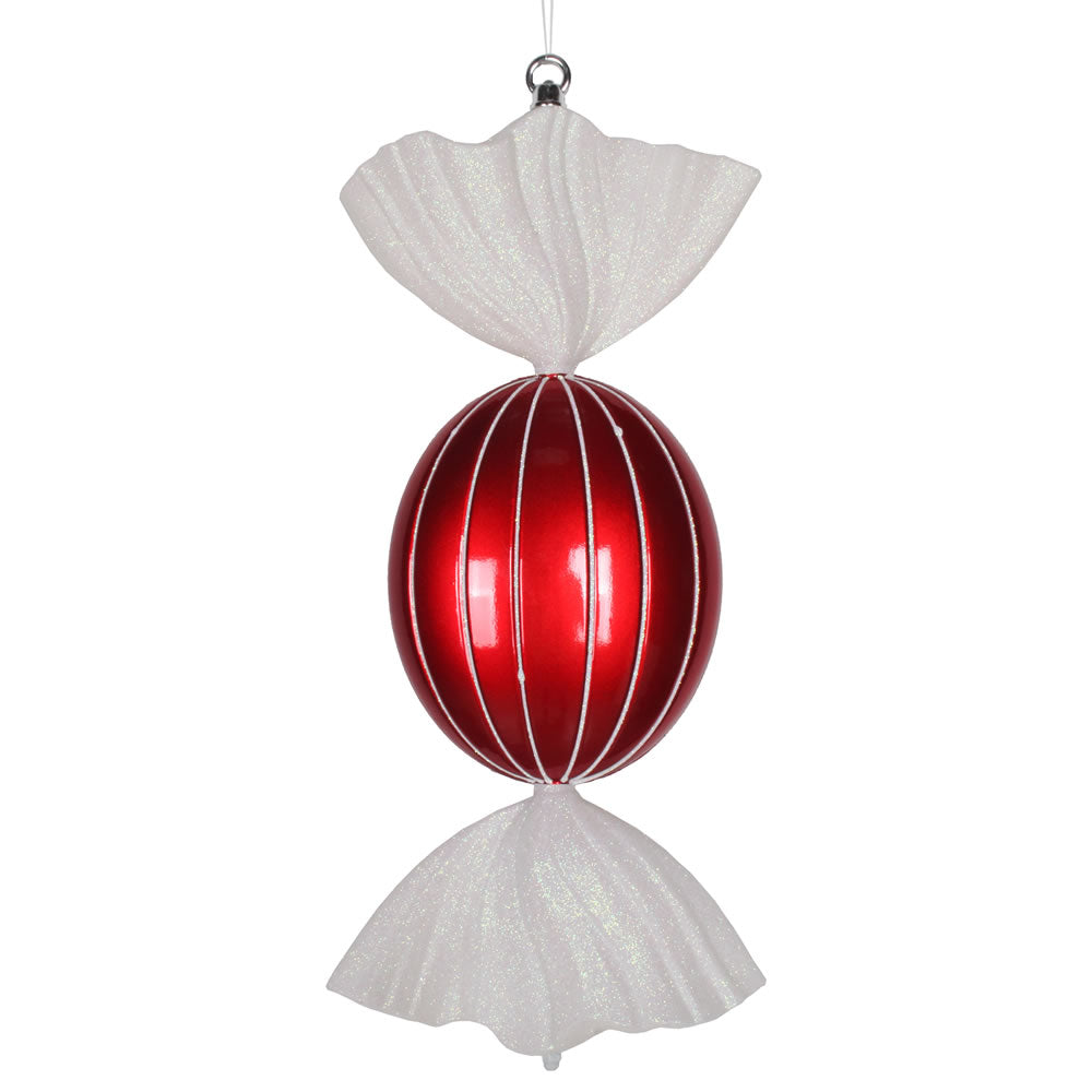18.5" Red-White Oval Candy Glitter