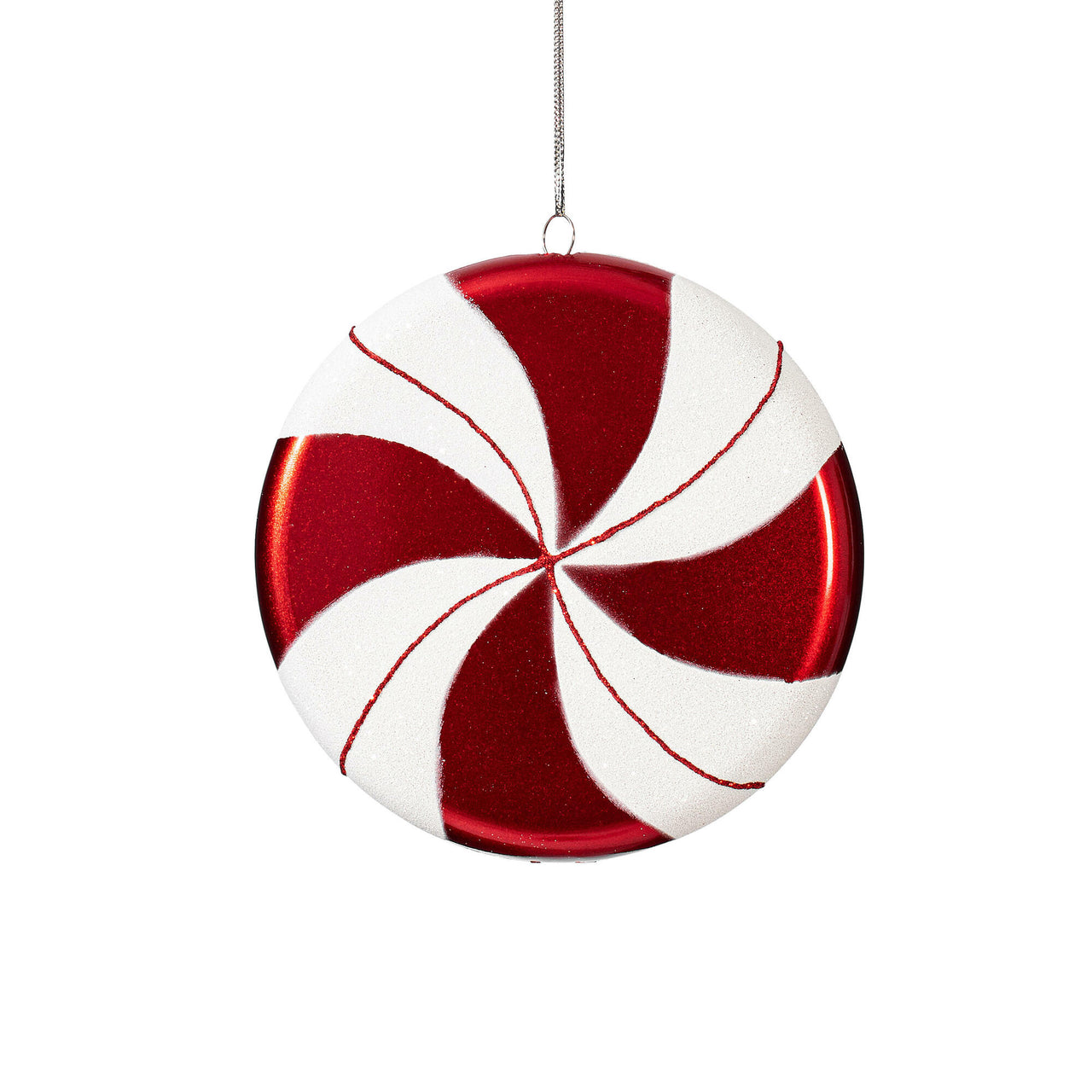 6" Red-White Swirl Flat Candy