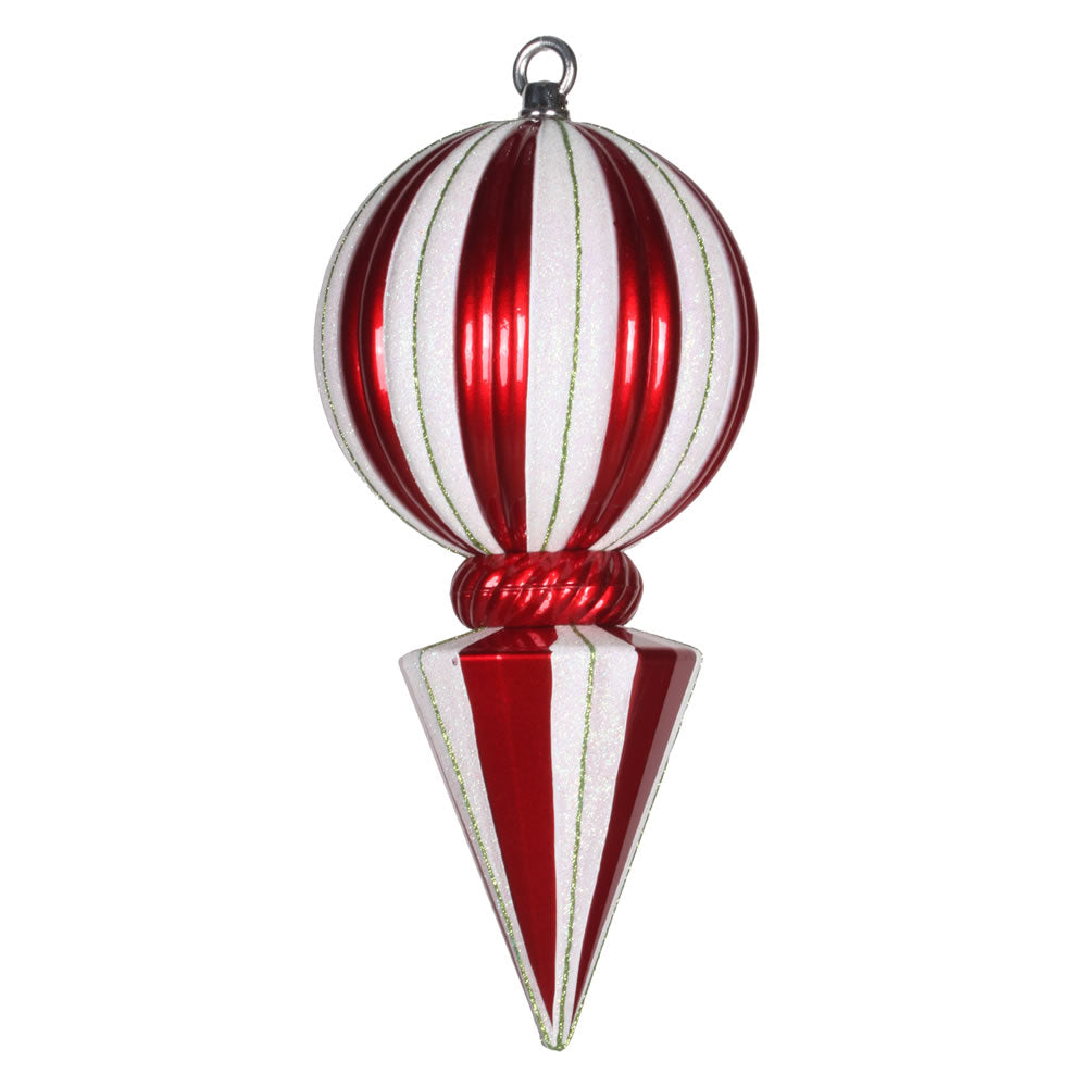 12" Red-White Striped Ball Finial