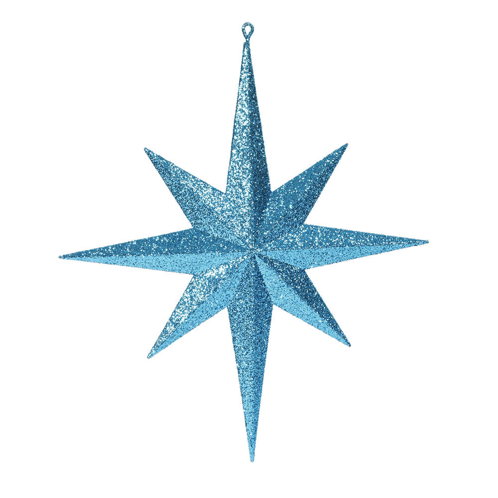 15.75" Turquoise Glitter Bethlehem Star