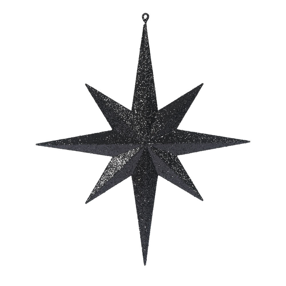 15.75" Black Glitter Bethlehem Star