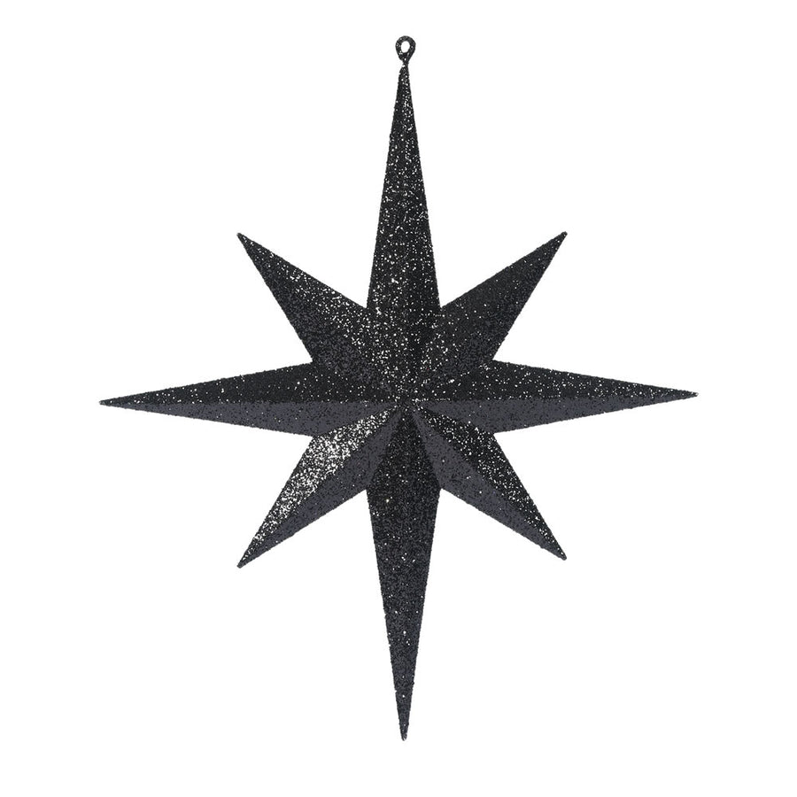 15.75" Black Glitter Bethlehem Star