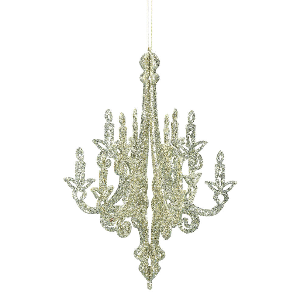 12" Champagne Glitt Chandelier Orn