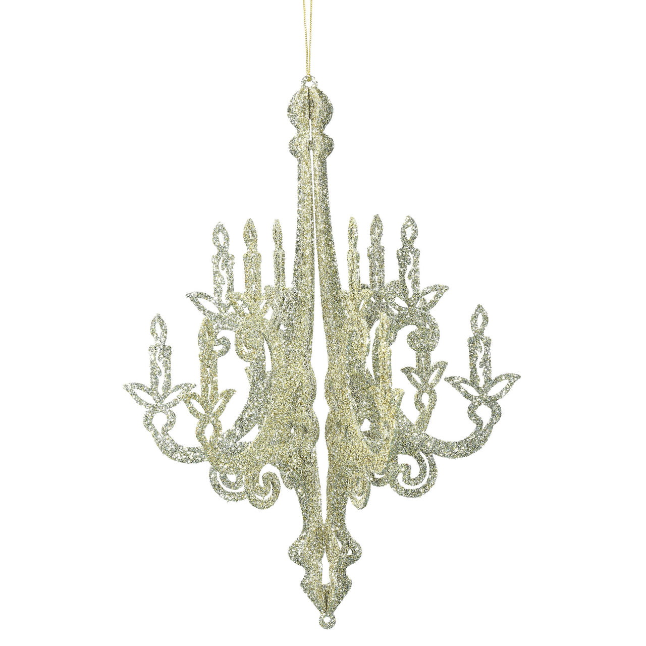 16" Champagne Glitt Chandelier Orn