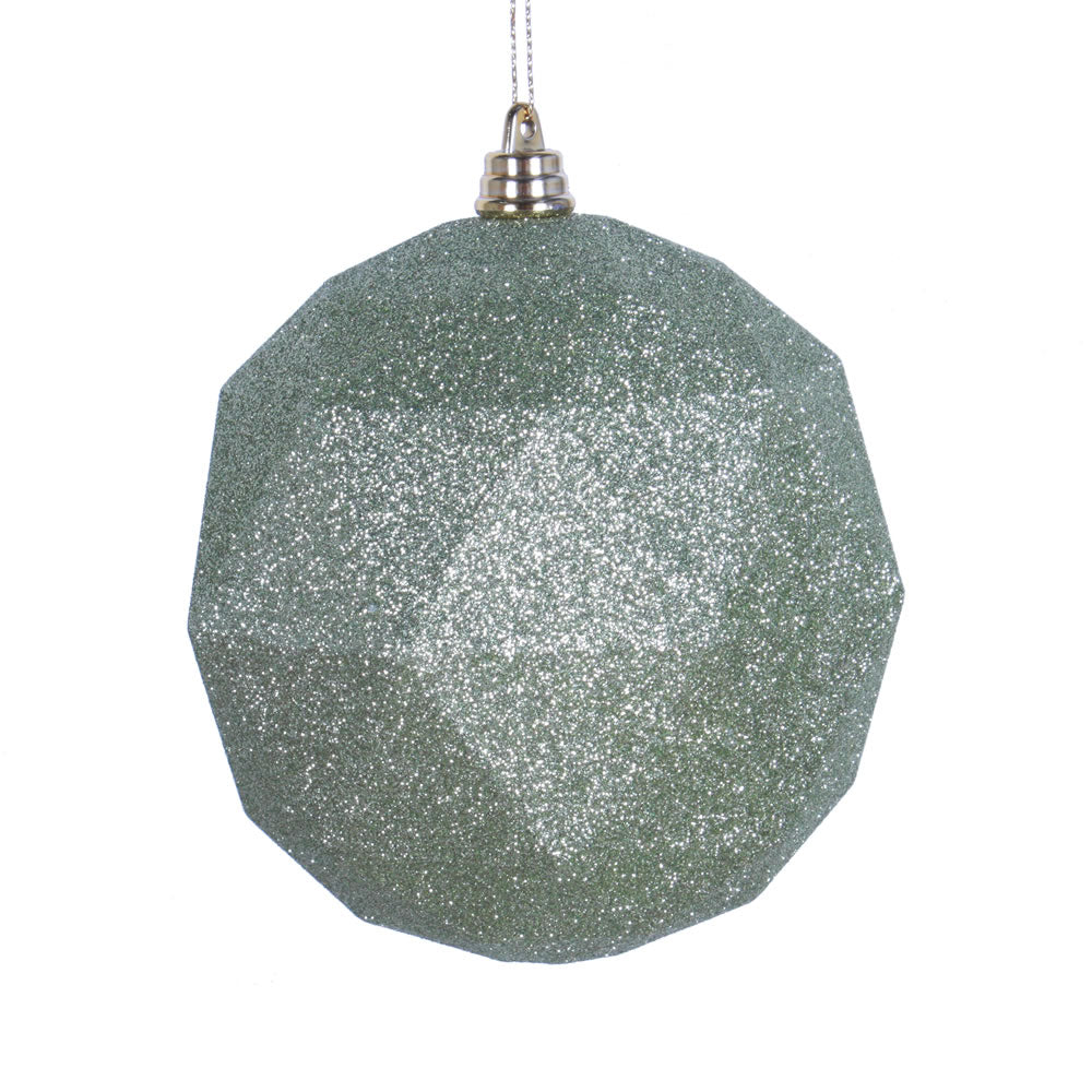 6" Celadon Glitter Geometric Ball