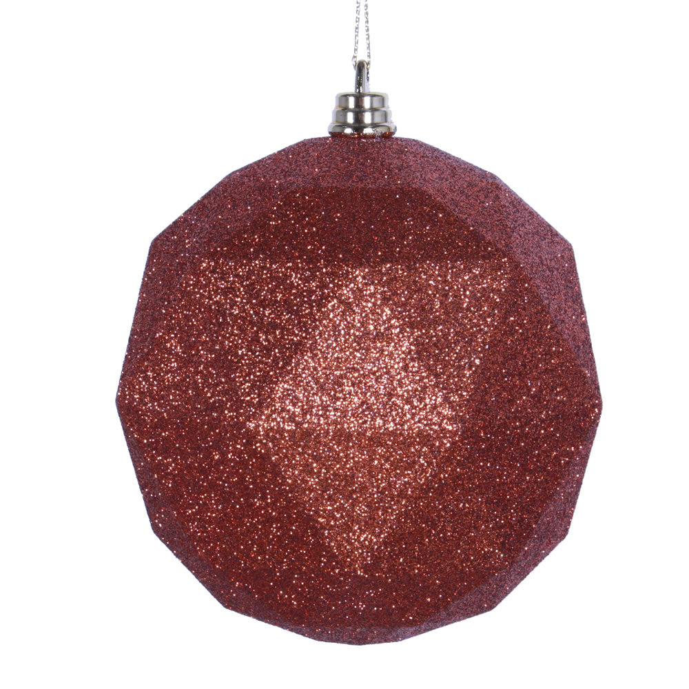 8" Copper Glitter Geometric Ball