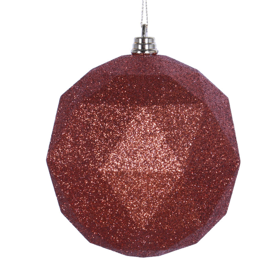 8" Copper Glitter Geometric Ball