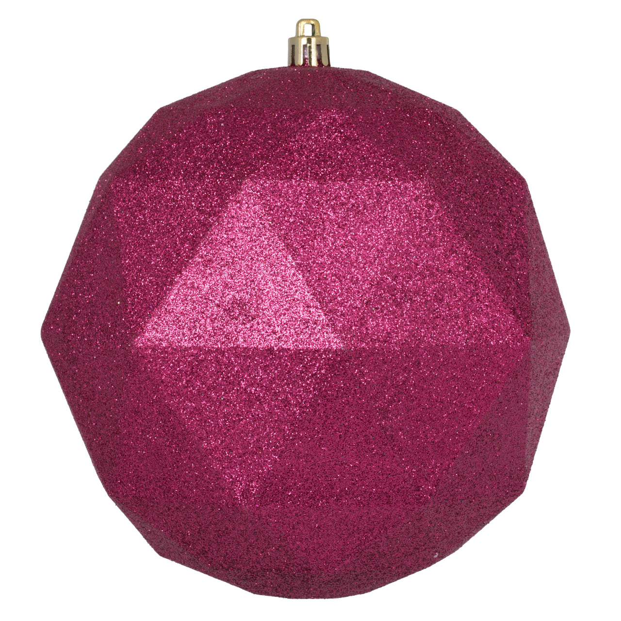 6" Berry Red Glitter Geometric Ball