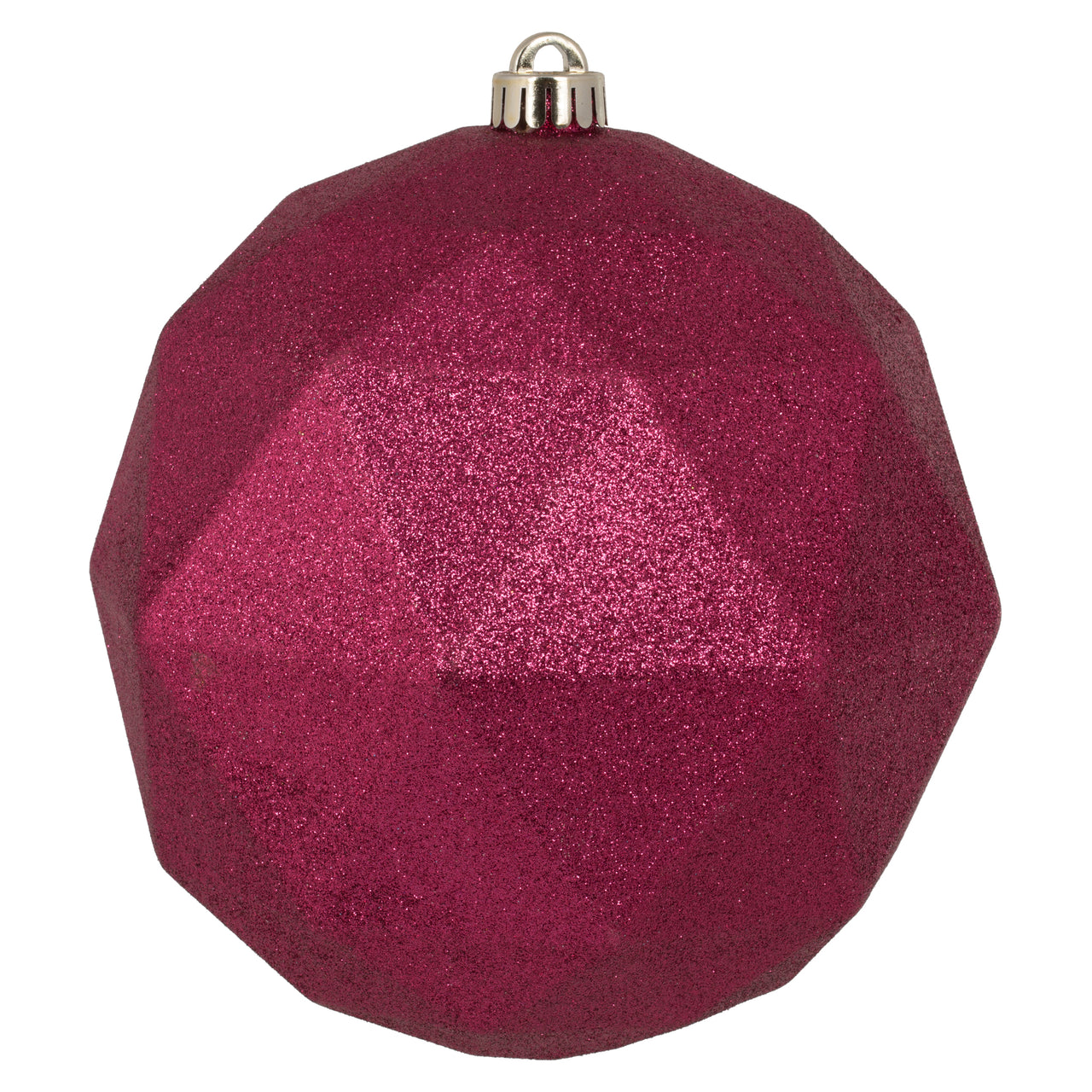8" Berry Red Glitter Geometric Ball