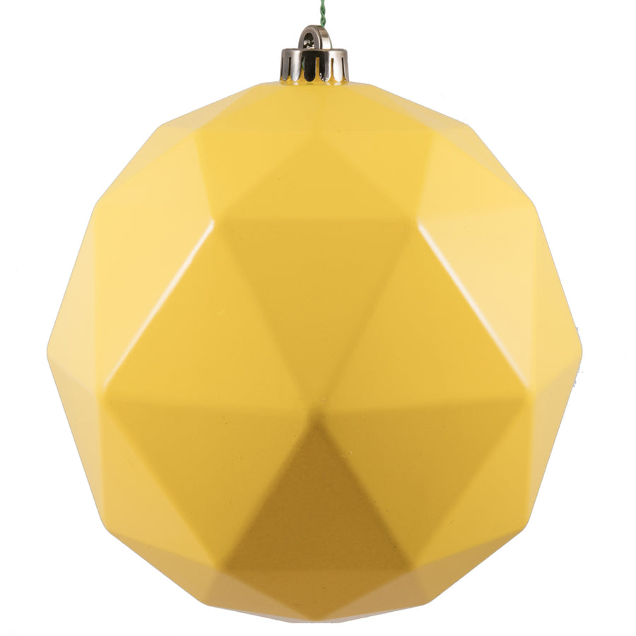 8" Yellow Shiny Geometric Ball