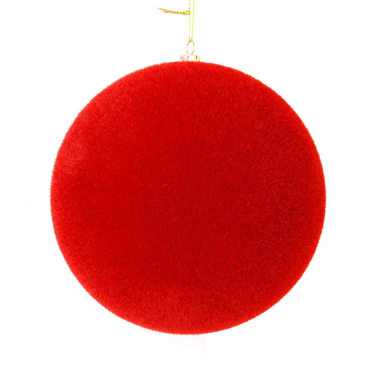 8" Red Flocked Ball Ornament