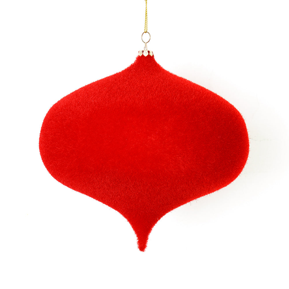 6" Red Flocked Onion Ornament