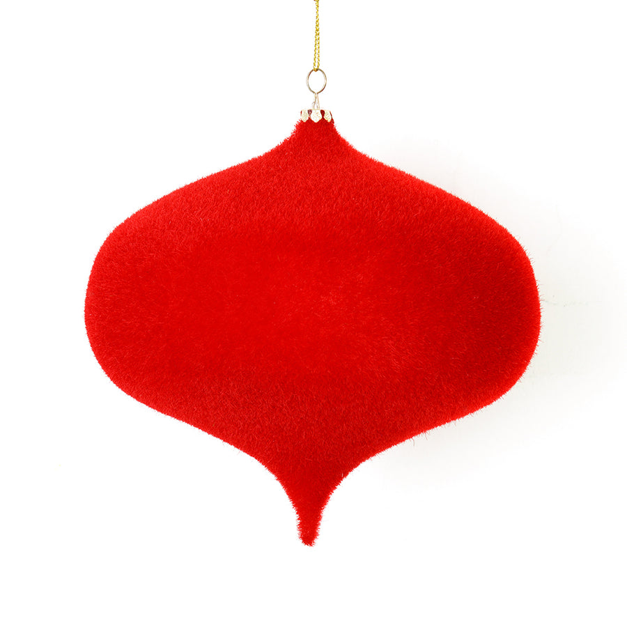6" Red Flocked Onion Ornament
