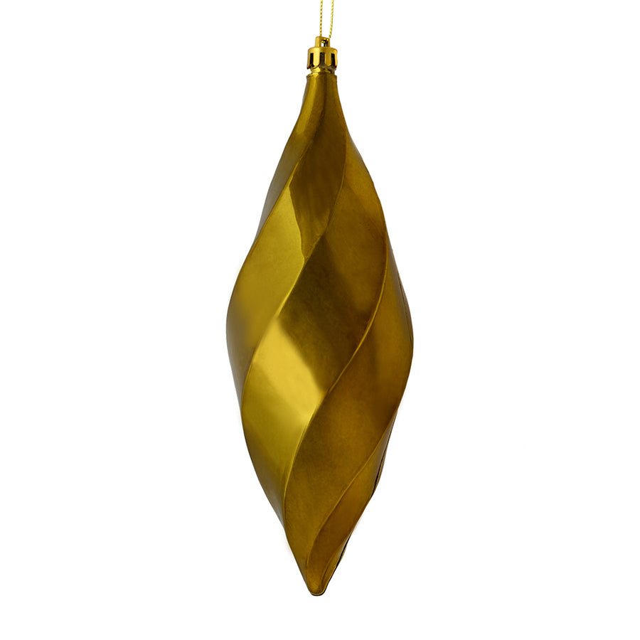 8" Olive Shiny Swirl Finial